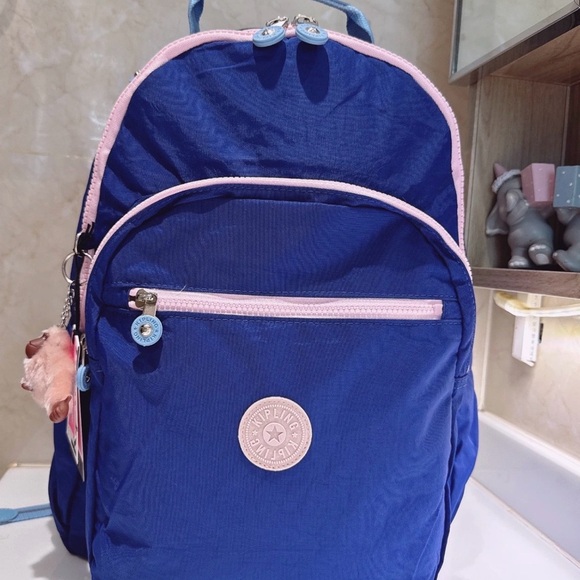 Kipling Seúl Navy and Light Pink Women's Backpack - Picture 1 of 4